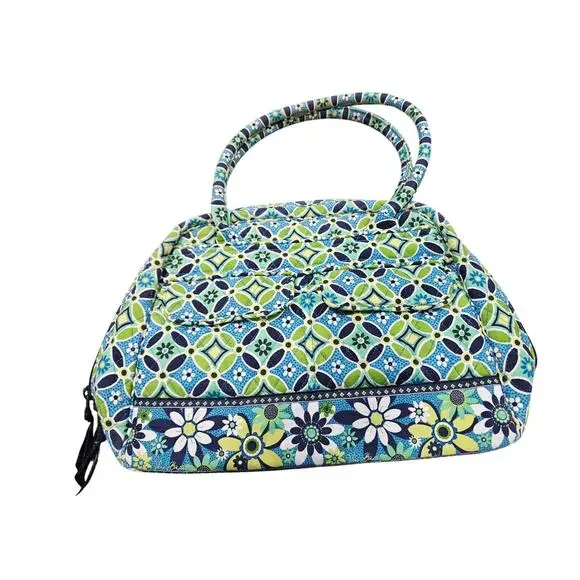 ? Vera Bradley rare 2004 apple green blue & white daisy floral design bag Vera Bradley Large Tote Bag Daisy Pattern Green Blue Floral  main image 3